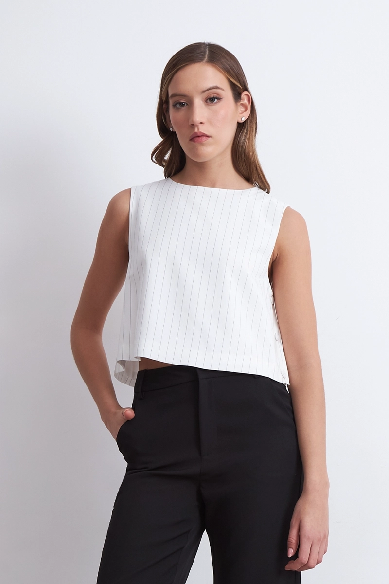 TOP RAYAS DIPLOMATICAS VERTICALES BLANCO MUJER NICOPOLY - 1