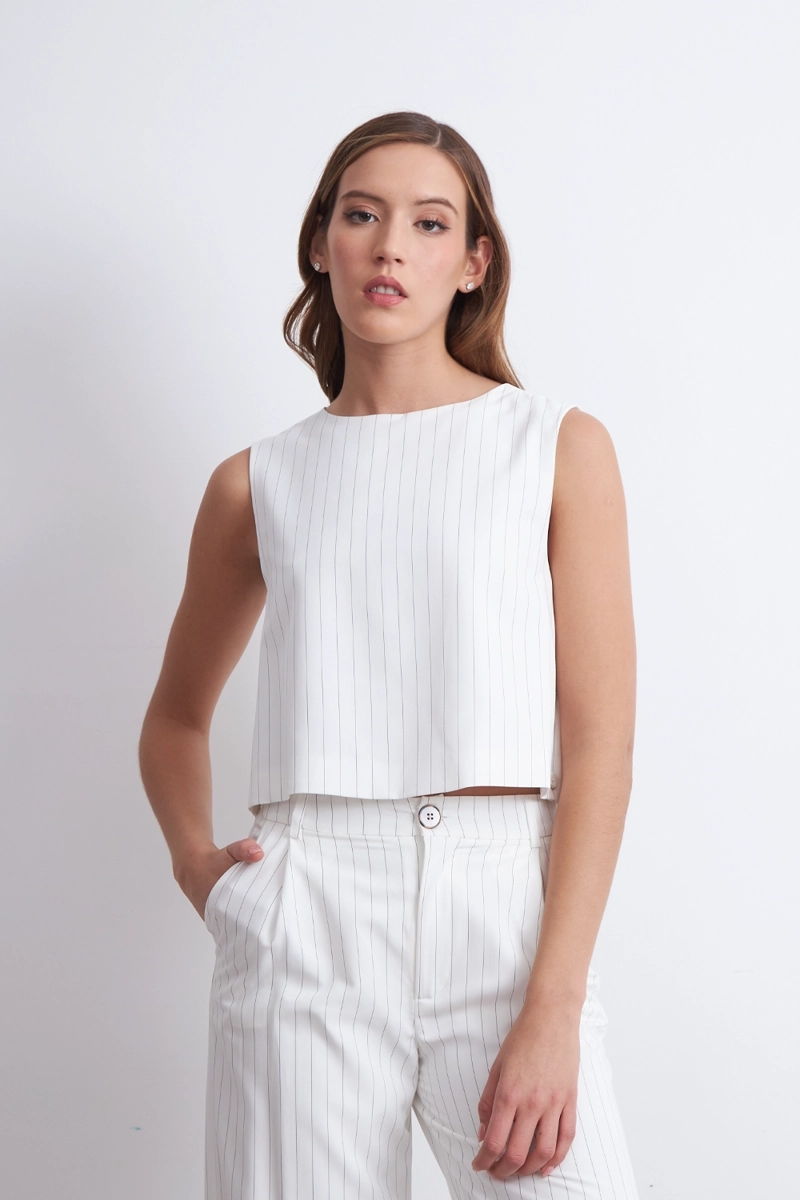 TOP RAYAS DIPLOMATICAS VERTICALES BLANCO MUJER NICOPOLY - 6