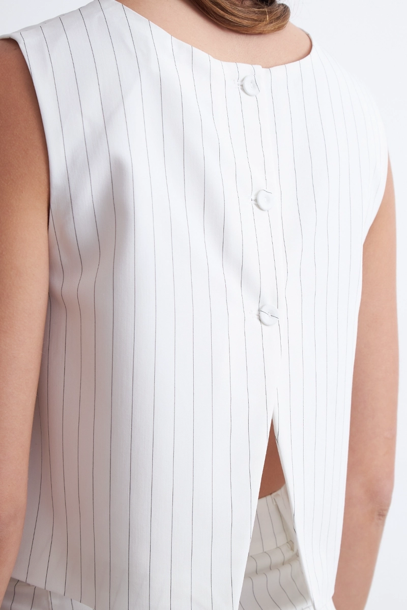TOP RAYAS DIPLOMATICAS VERTICALES BLANCO MUJER NICOPOLY - 7