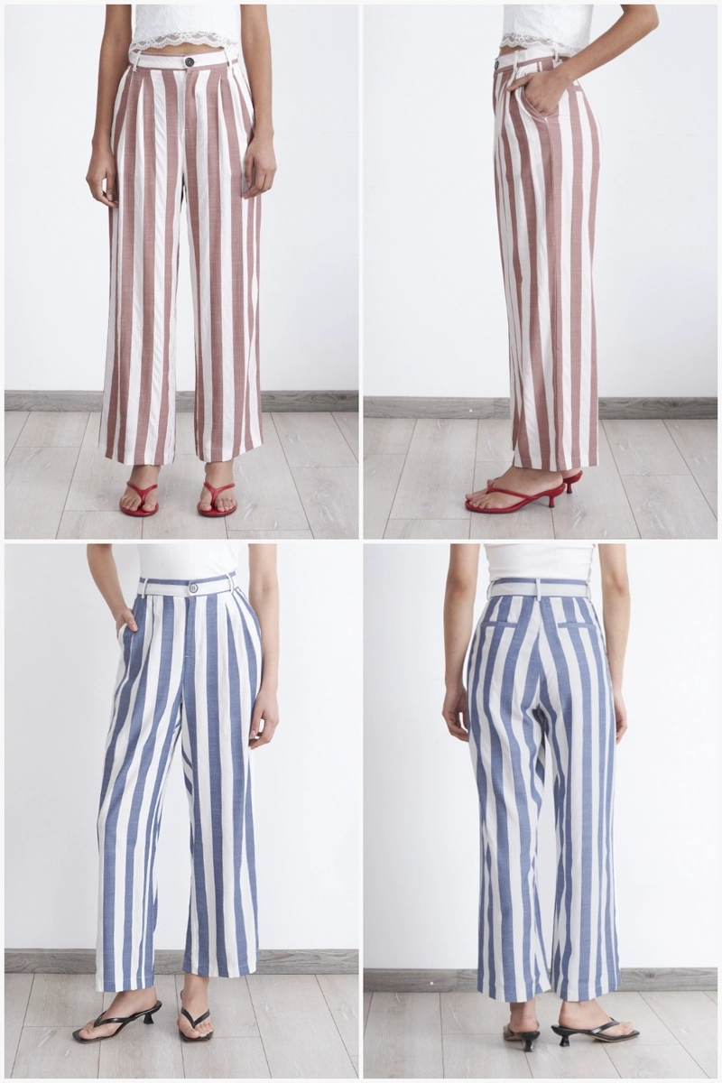 PANTALON RAYAS VERTICALES AZUL MARINO MUJER NICOPOLY - 5