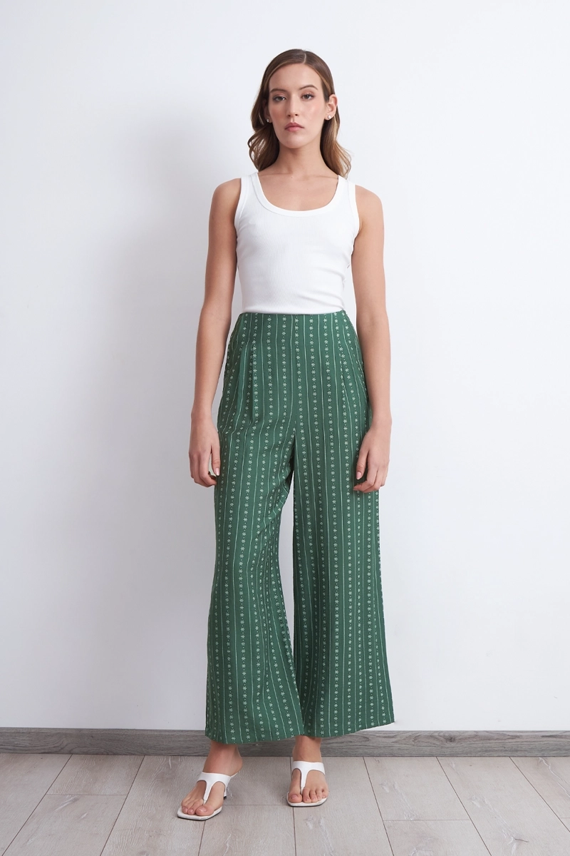 PANTALON PATRON FLORAL VERDE MUJER NICOPOLY - 2