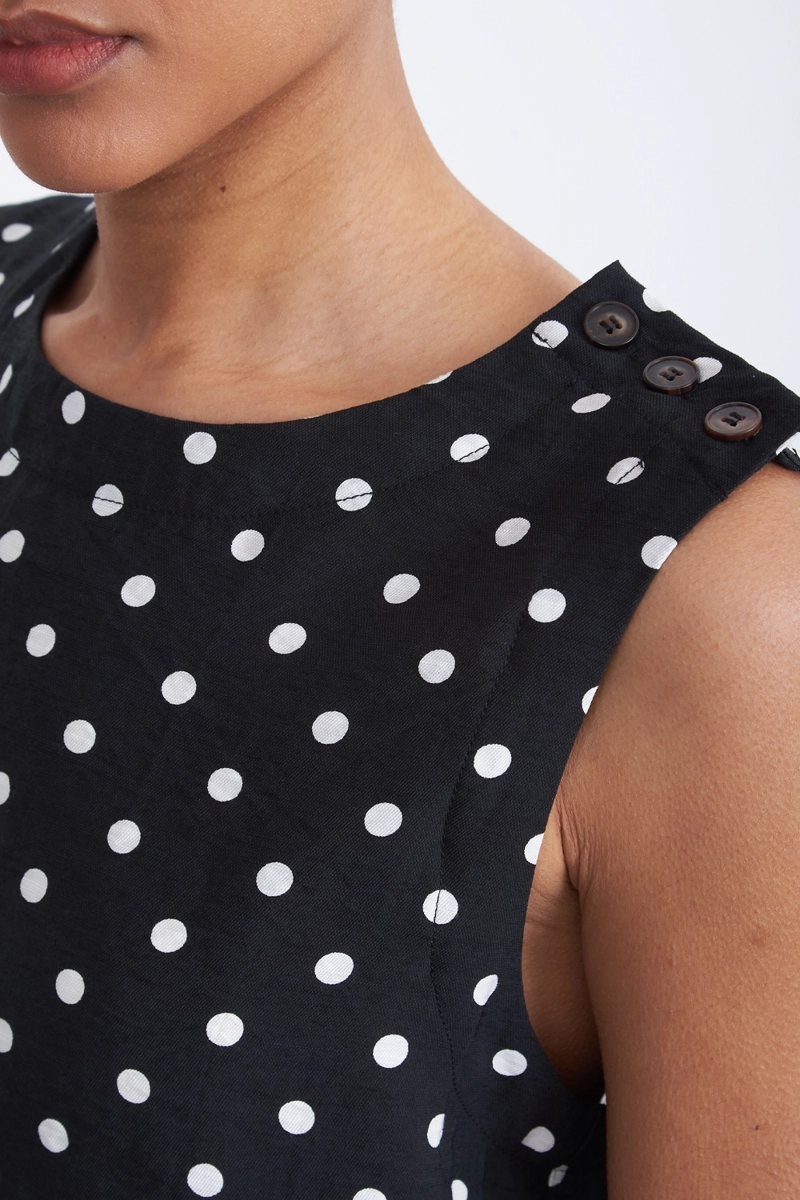TOP / BLUSA LUNARES CON BOTONES NEGRO MUJER NICOPOLY - 7