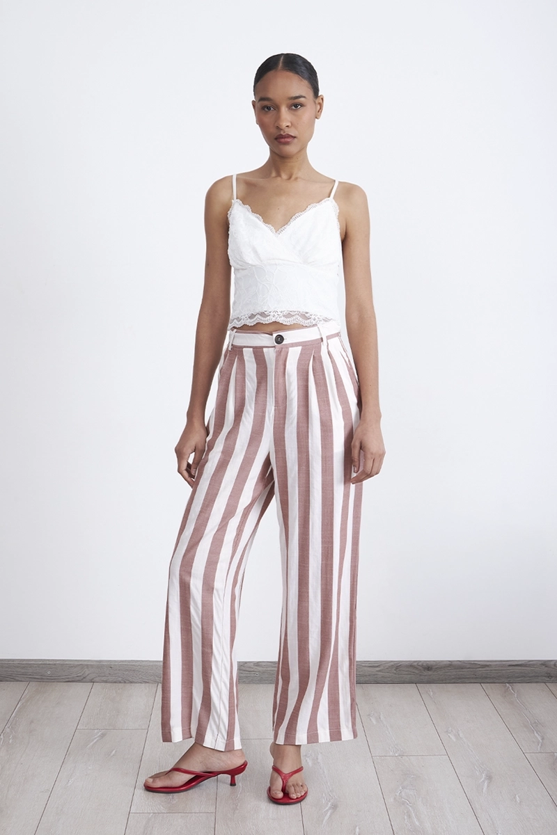 PANTALON RAYAS VERTICALES ROSADO MUJER NICOPOLY - 2