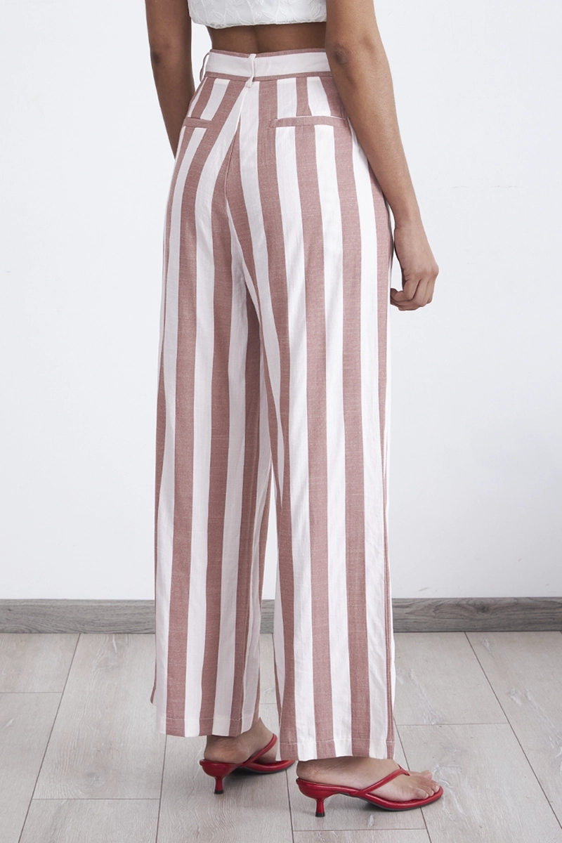 PANTALON RAYAS VERTICALES ROSADO MUJER NICOPOLY - 4