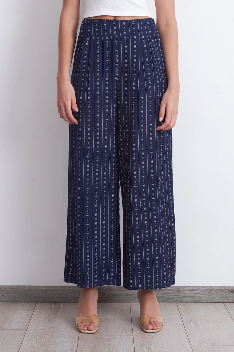PANTALON PATRON FLORAL AZUL MARINO MUJER NICOPOLY - 6