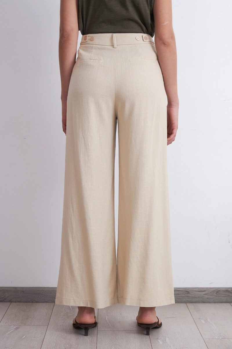PANTALON TEXTURA LINO BEIGE MUJER NICOPOLY - 4