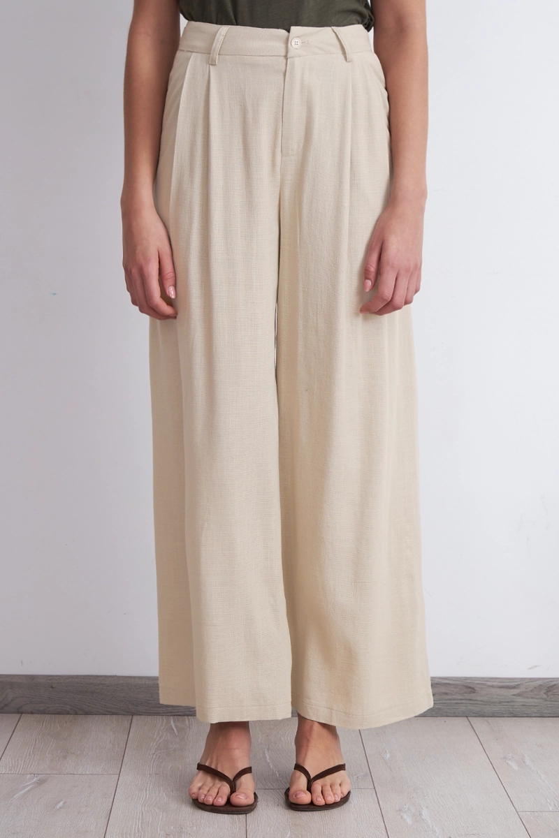 PANTALON TEXTURA LINO BEIGE MUJER NICOPOLY - 6