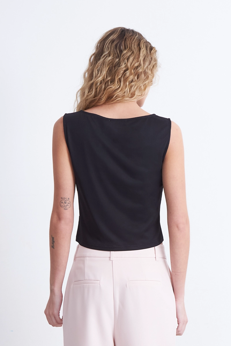 TOP MALLA FLOR NEGRO MUJER NICOPOLY - 4