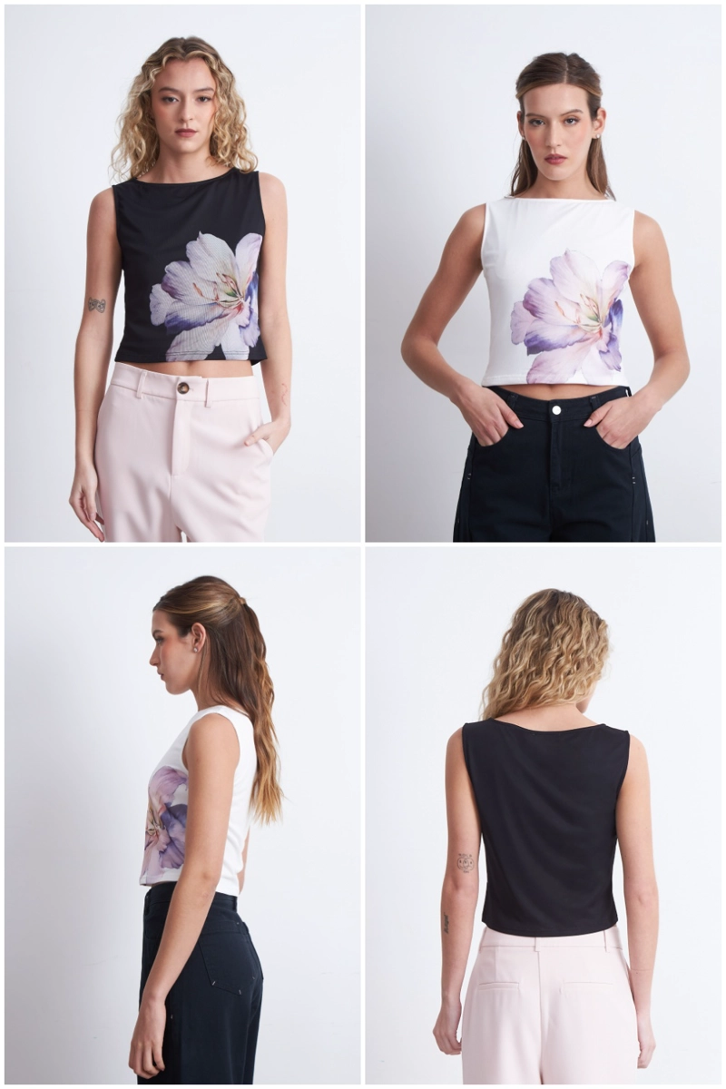 TOP MALLA FLOR NEGRO MUJER NICOPOLY - 5