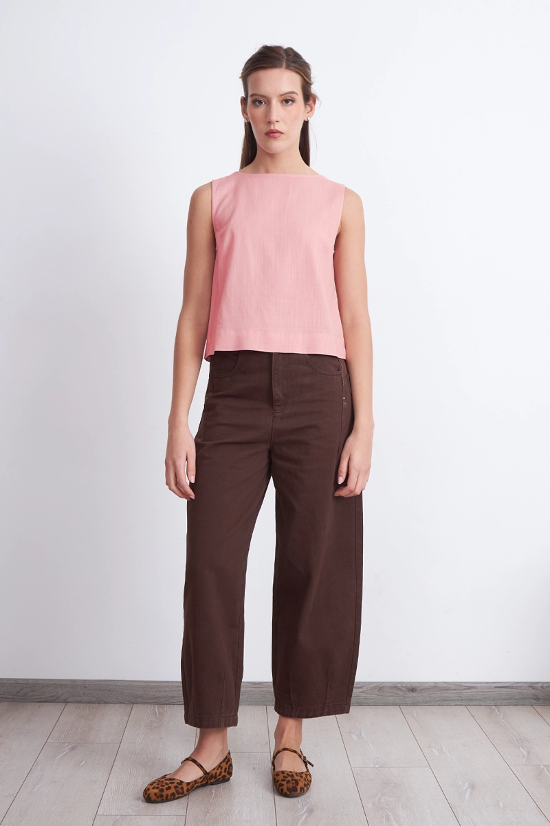 TOP BASICO MEZCLA LINO ROSADO MUJER NICOPOLY - 2