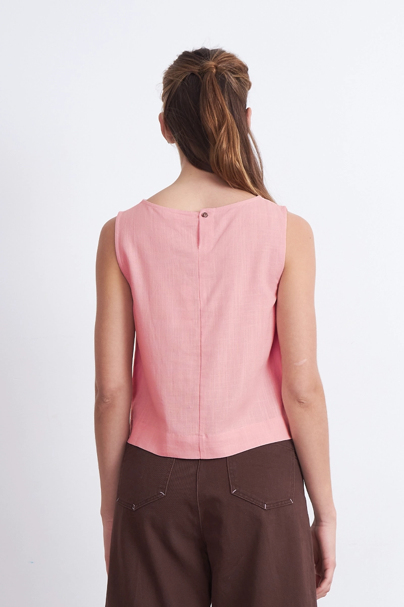 TOP BASICO MEZCLA LINO ROSADO MUJER NICOPOLY - 4