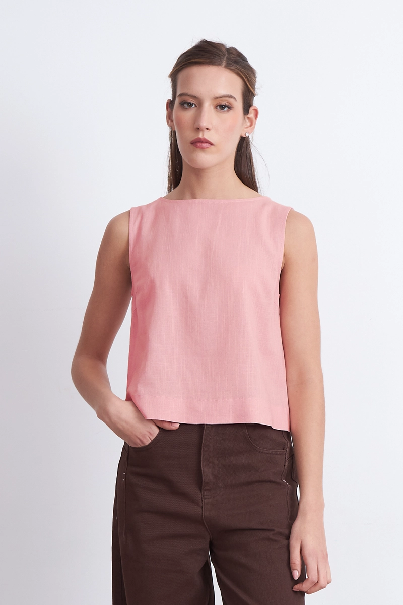TOP BASICO MEZCLA LINO ROSADO MUJER NICOPOLY - 6