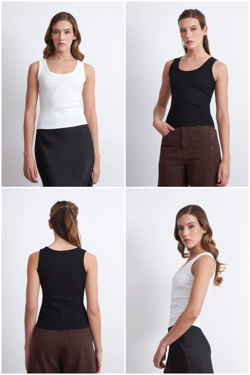TOP SIN MANGAS CUELLO U NEGRO MUJER NICOPOLY - 5