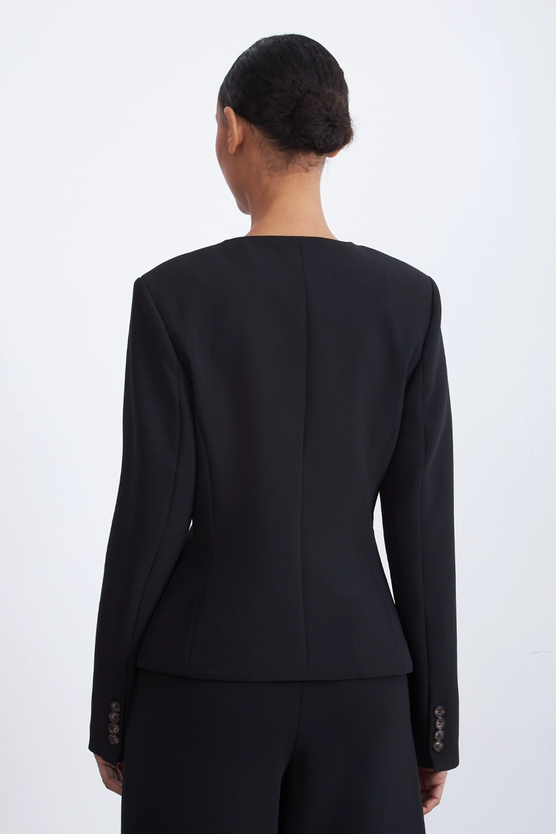 BLAZER PEPLUM BOTONES NEGRO MUJER NICOPOLY - 4