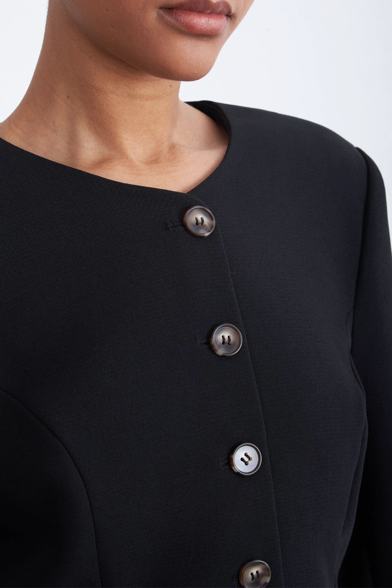 BLAZER PEPLUM BOTONES NEGRO MUJER NICOPOLY - 7