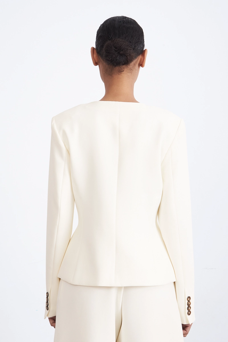 BLAZER PEPLUM BOTONES BLANCO MUJER NICOPOLY - 4