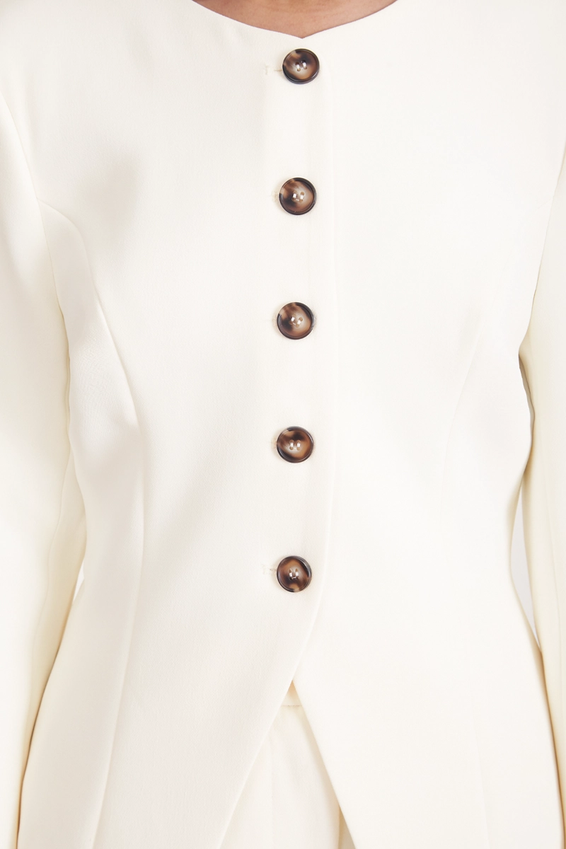 BLAZER PEPLUM BOTONES BLANCO MUJER NICOPOLY - 7
