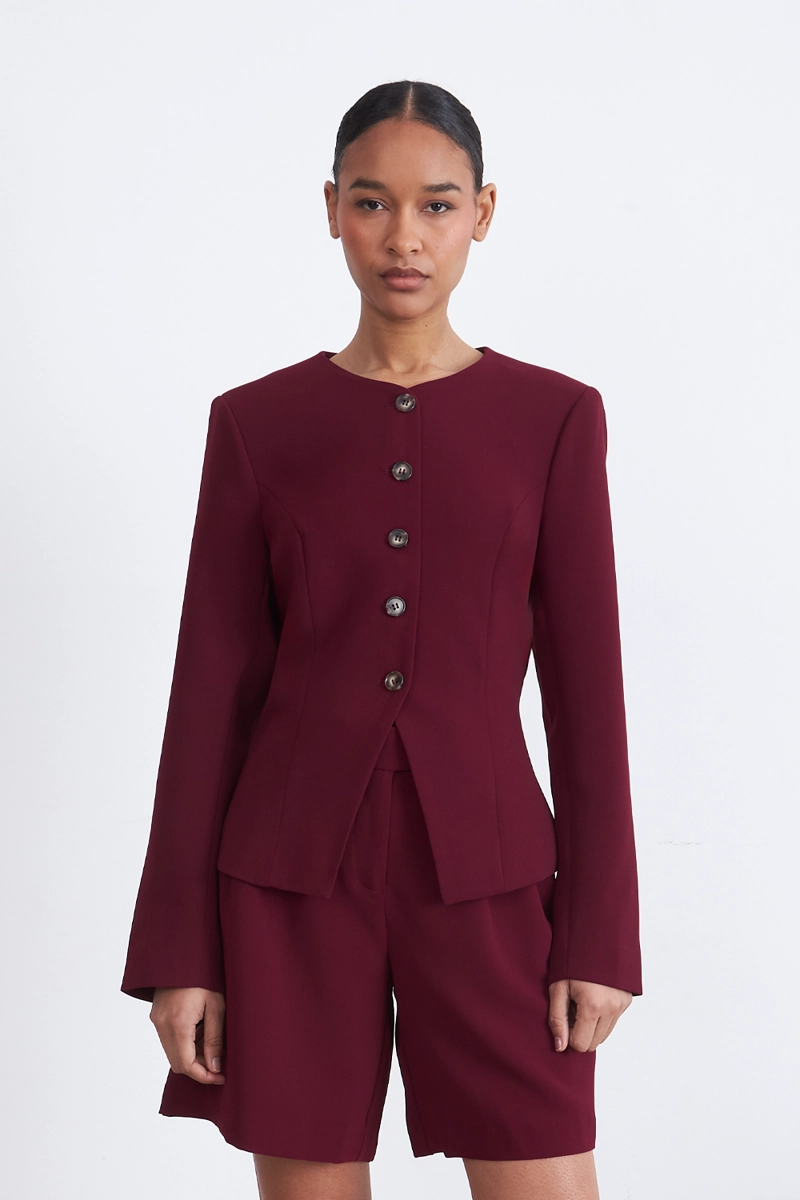 BLAZER PEPLUM BOTONES BURDEO MUJER NICOPOLY S