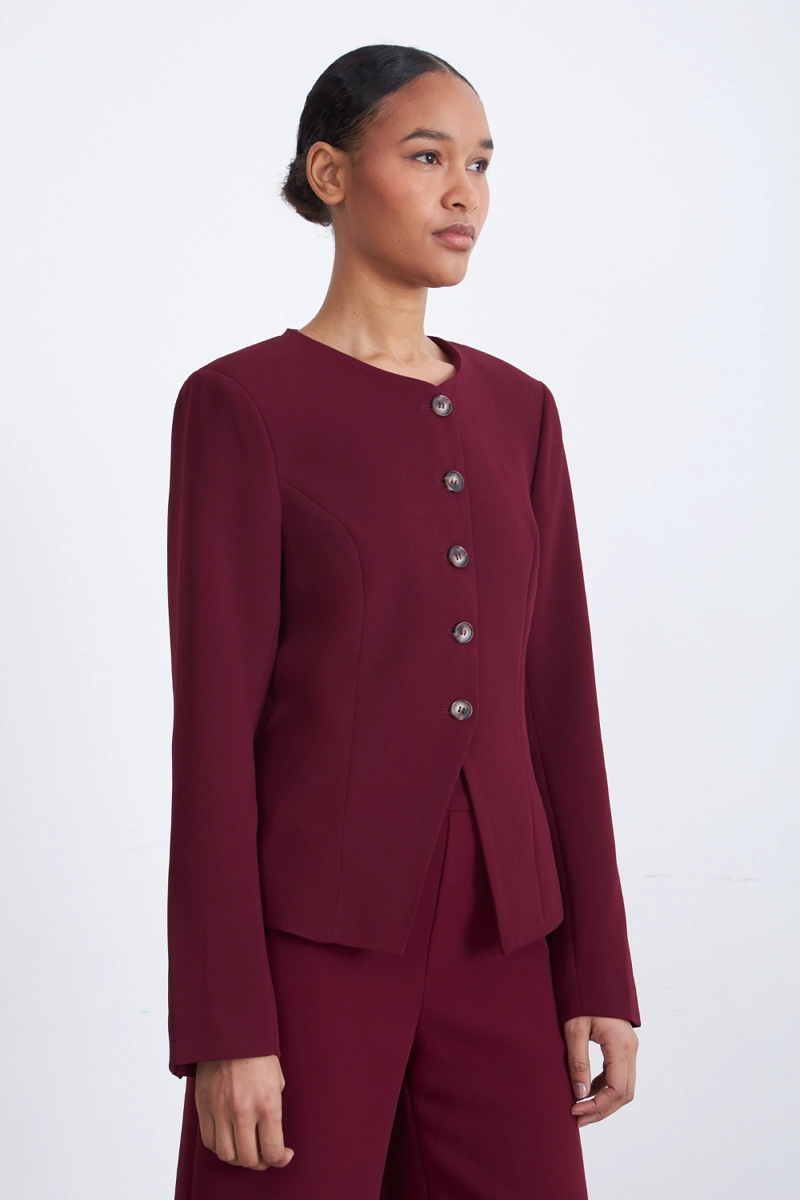 BLAZER PEPLUM BOTONES BURDEO MUJER NICOPOLY - 3
