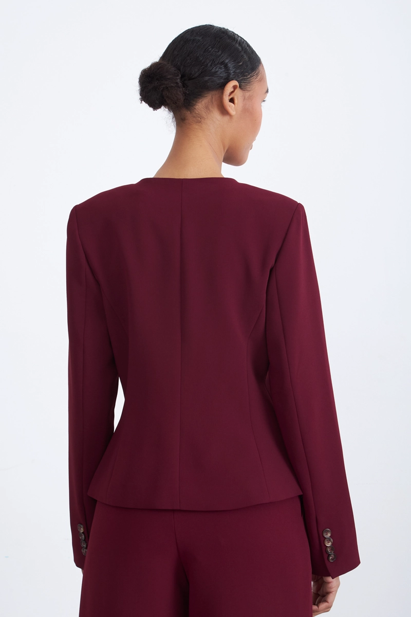 BLAZER PEPLUM BOTONES BURDEO MUJER NICOPOLY - 4