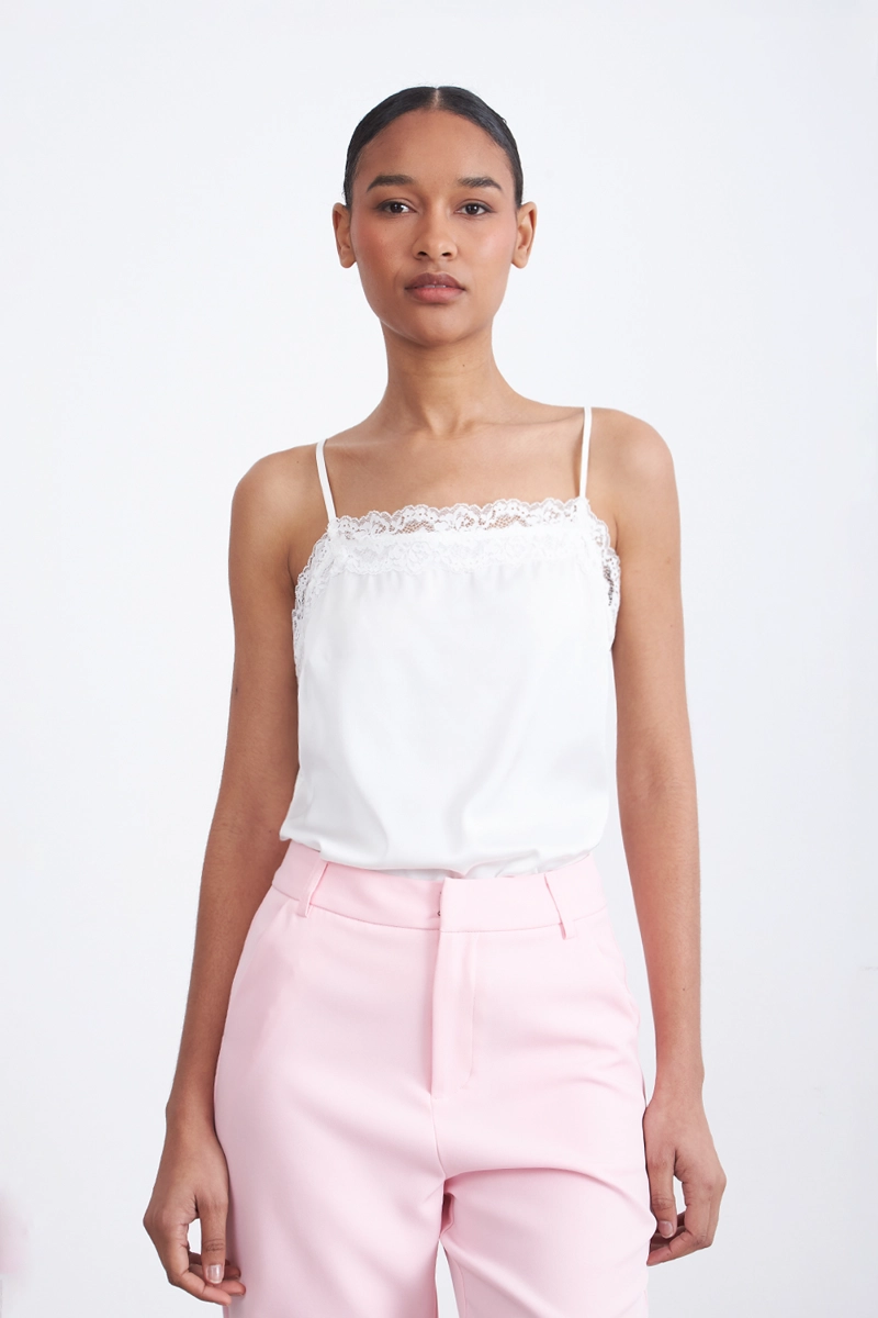 BLUSA TIPO SATIN ESCOTE CUADRADO BLANCO MUJER NICOPOLY - 1