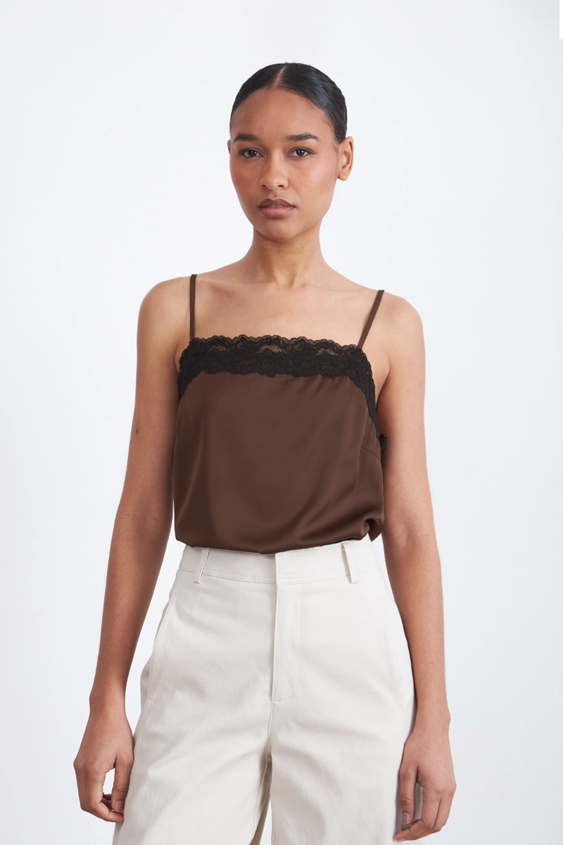 BLUSA TIPO SATIN ESCOTE CUADRADO CAFE MUJER NICOPOLY - 6