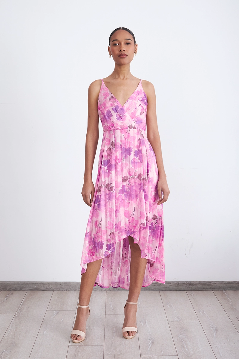 VESTIDO PLISADO ASIMETRICO MORADO MUJER NICOPOLY - 1