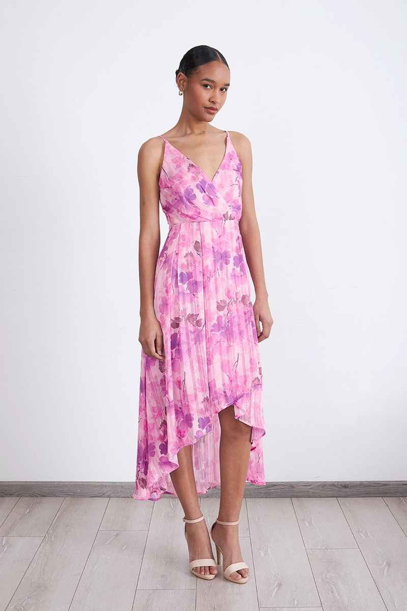 VESTIDO PLISADO ASIMETRICO MORADO MUJER NICOPOLY - 2