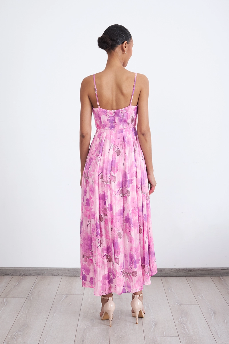VESTIDO PLISADO ASIMETRICO MORADO MUJER NICOPOLY - 4