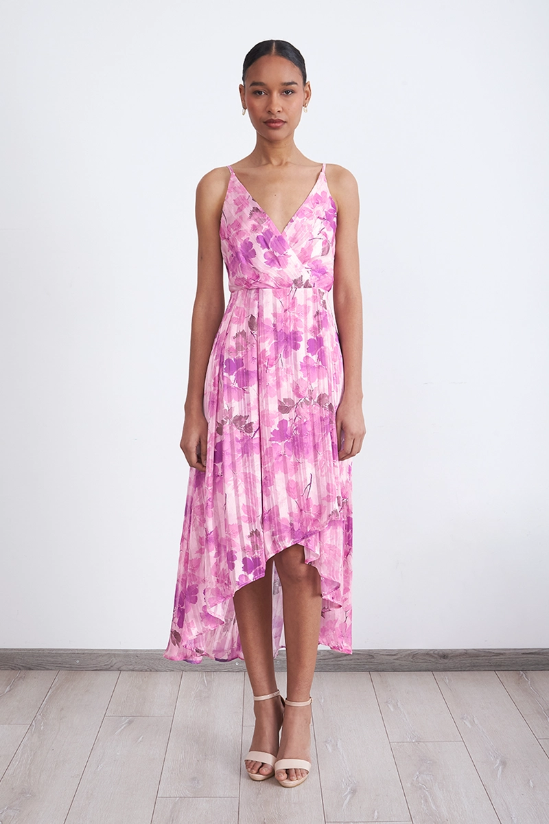 VESTIDO PLISADO ASIMETRICO MORADO MUJER NICOPOLY - 5