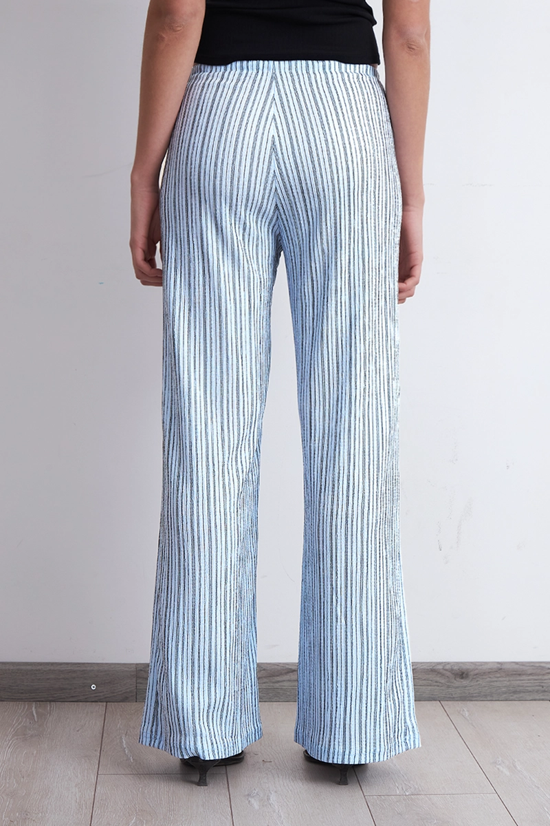 PANTALON TIPO CREPE RAYAS CELESTE MUJER NICOPOLY - 4