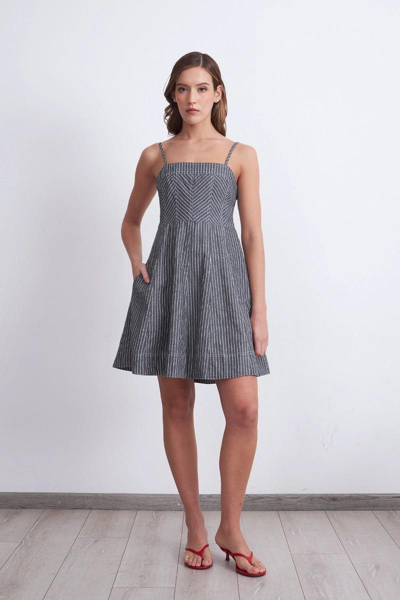 VESTIDO CORTO ESPIGA GRAFITO MUJER NICOPOLY - 1
