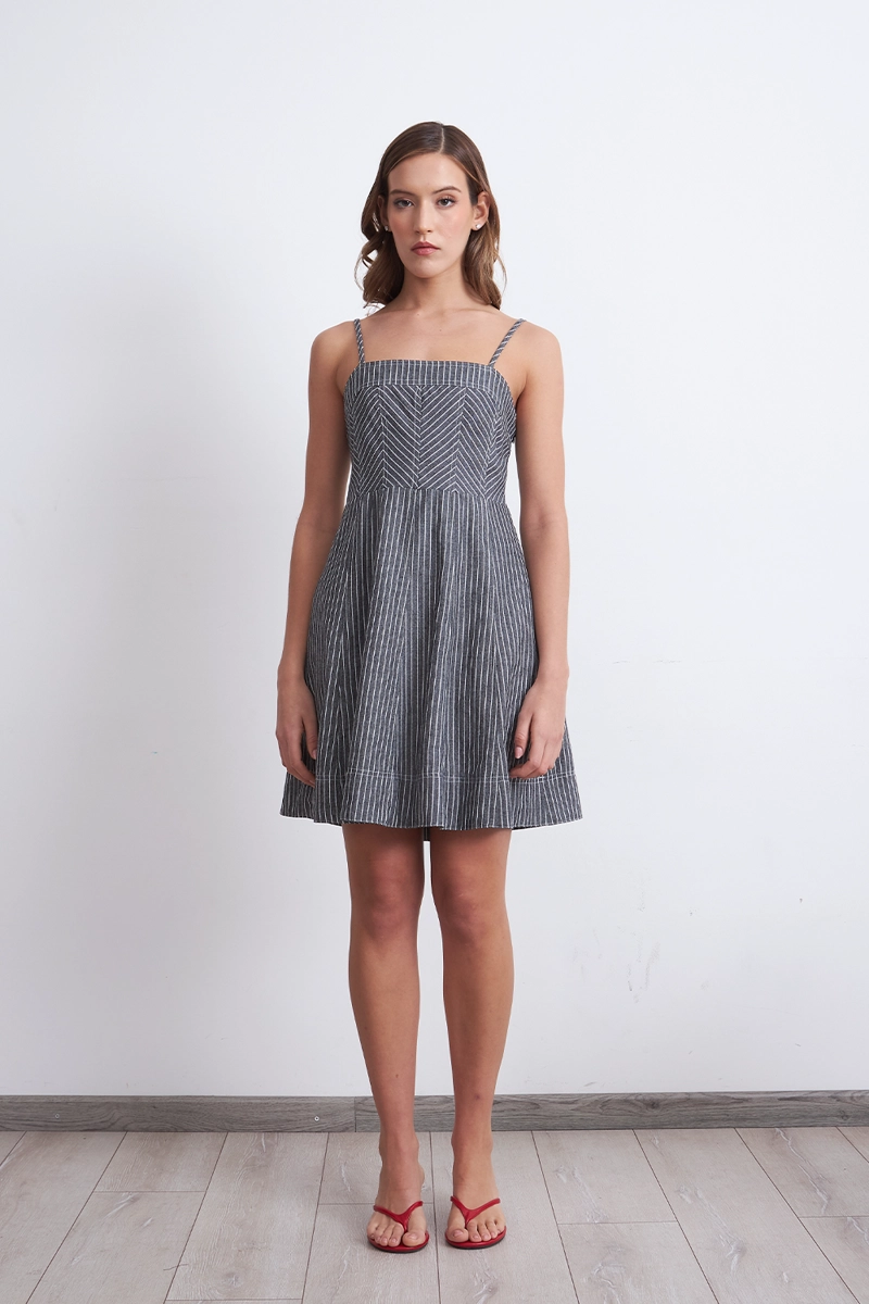 VESTIDO CORTO ESPIGA GRAFITO MUJER NICOPOLY - 5
