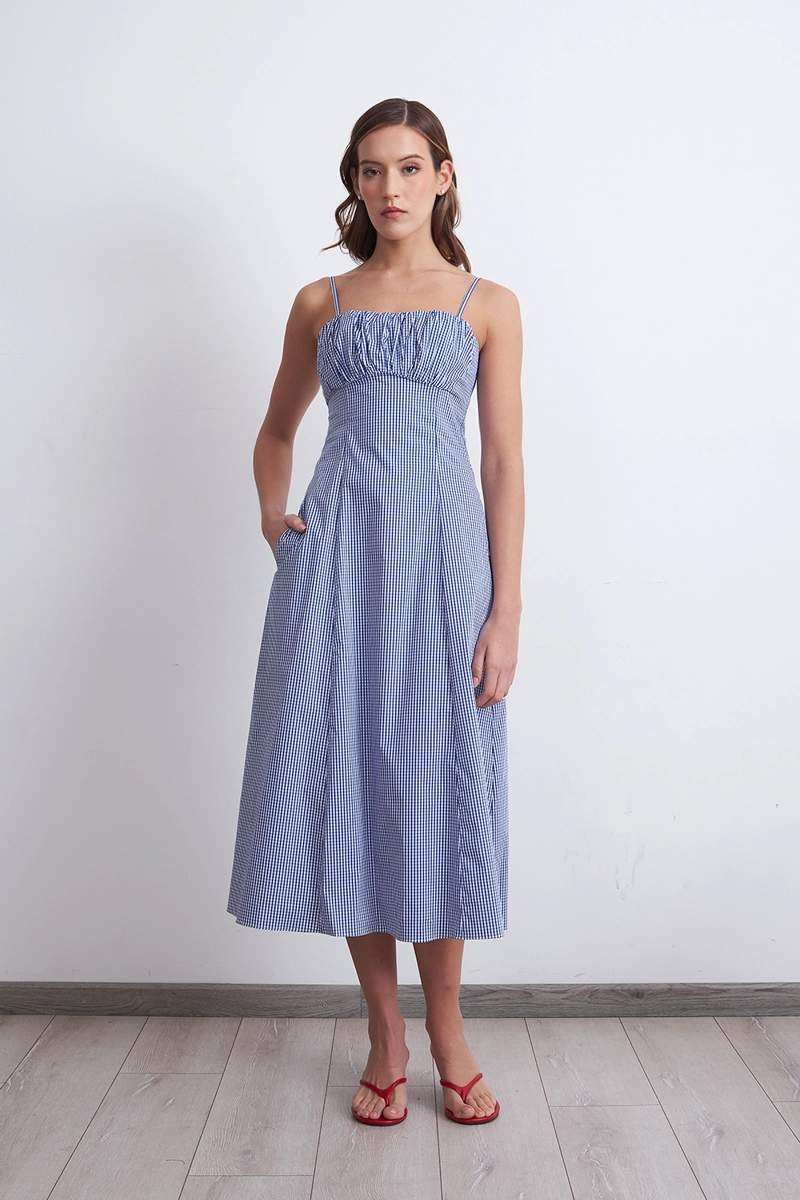 VESTIDO VICHY CELESTE MUJER NICOPOLY - 1