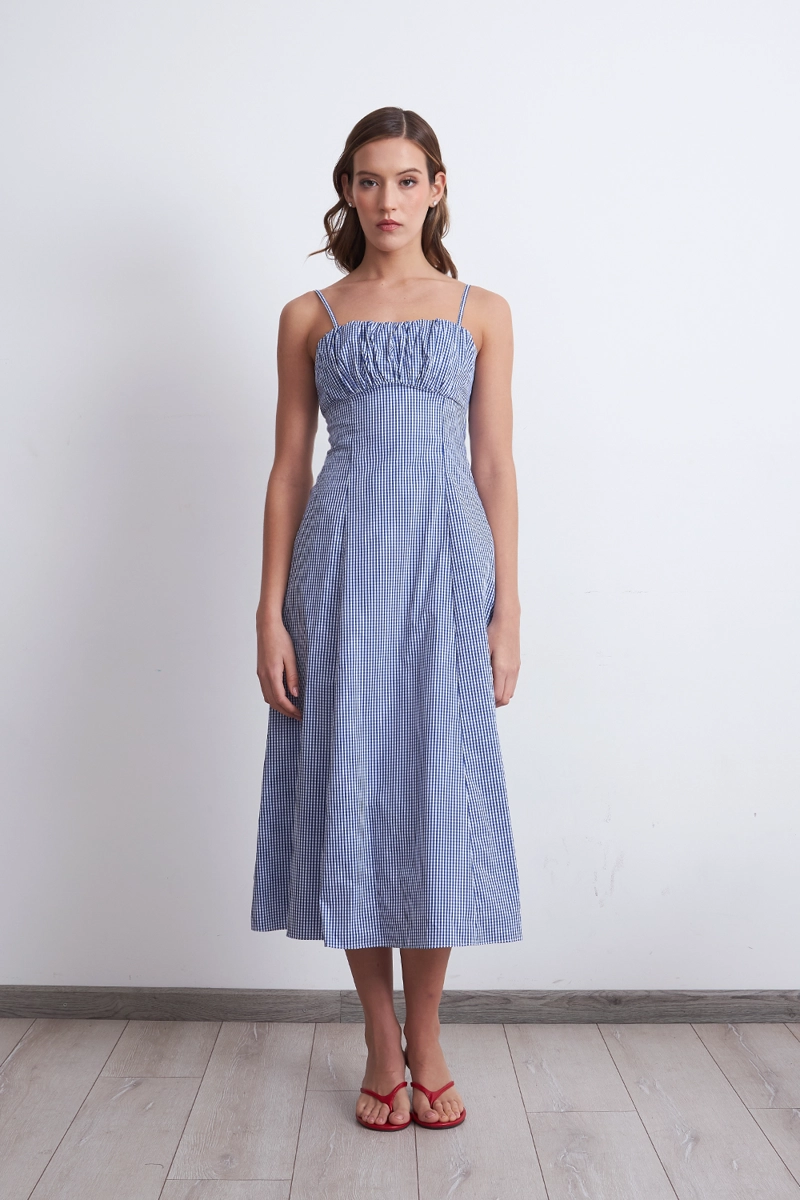 VESTIDO VICHY CELESTE MUJER NICOPOLY - 2