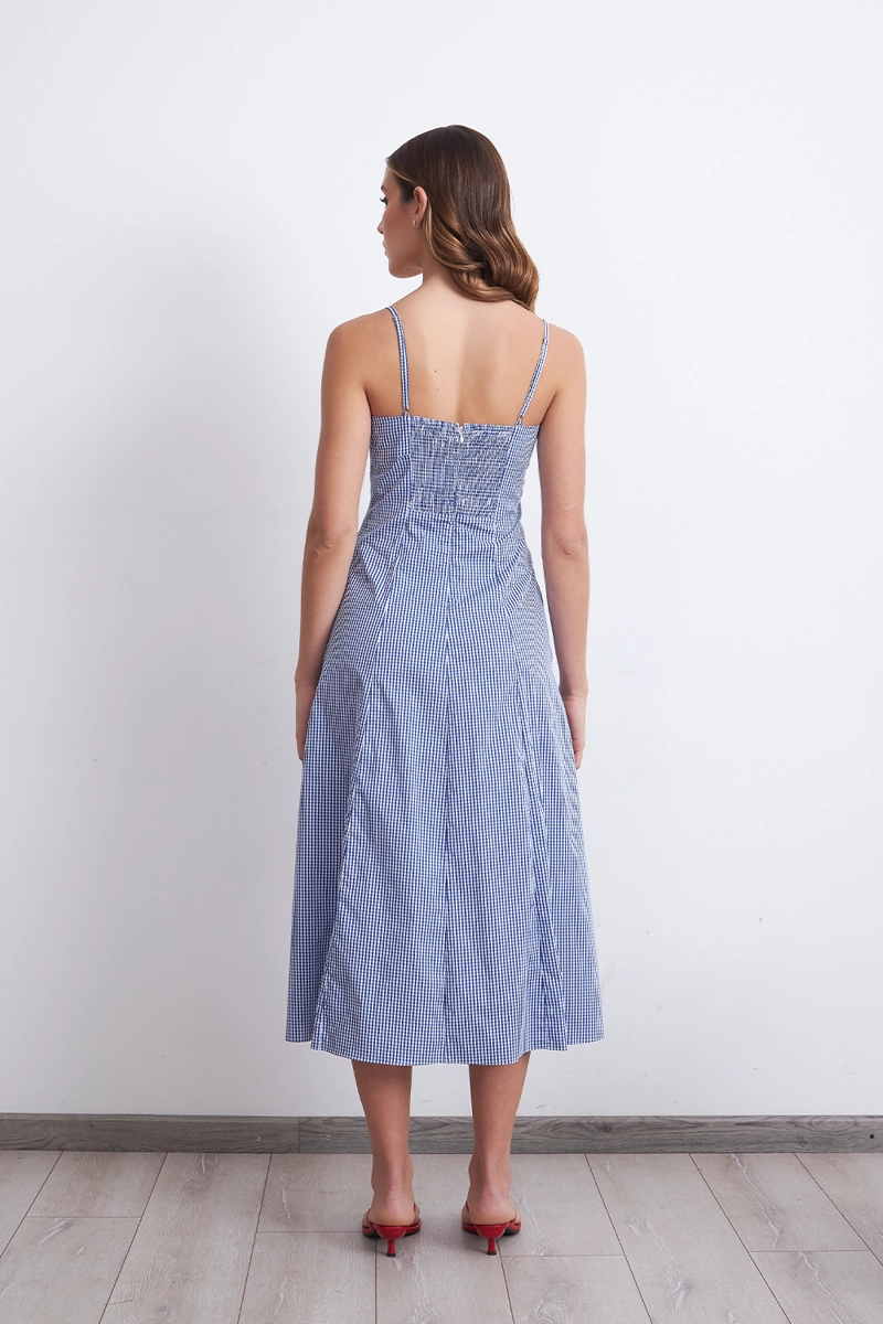 VESTIDO VICHY CELESTE MUJER NICOPOLY - 4