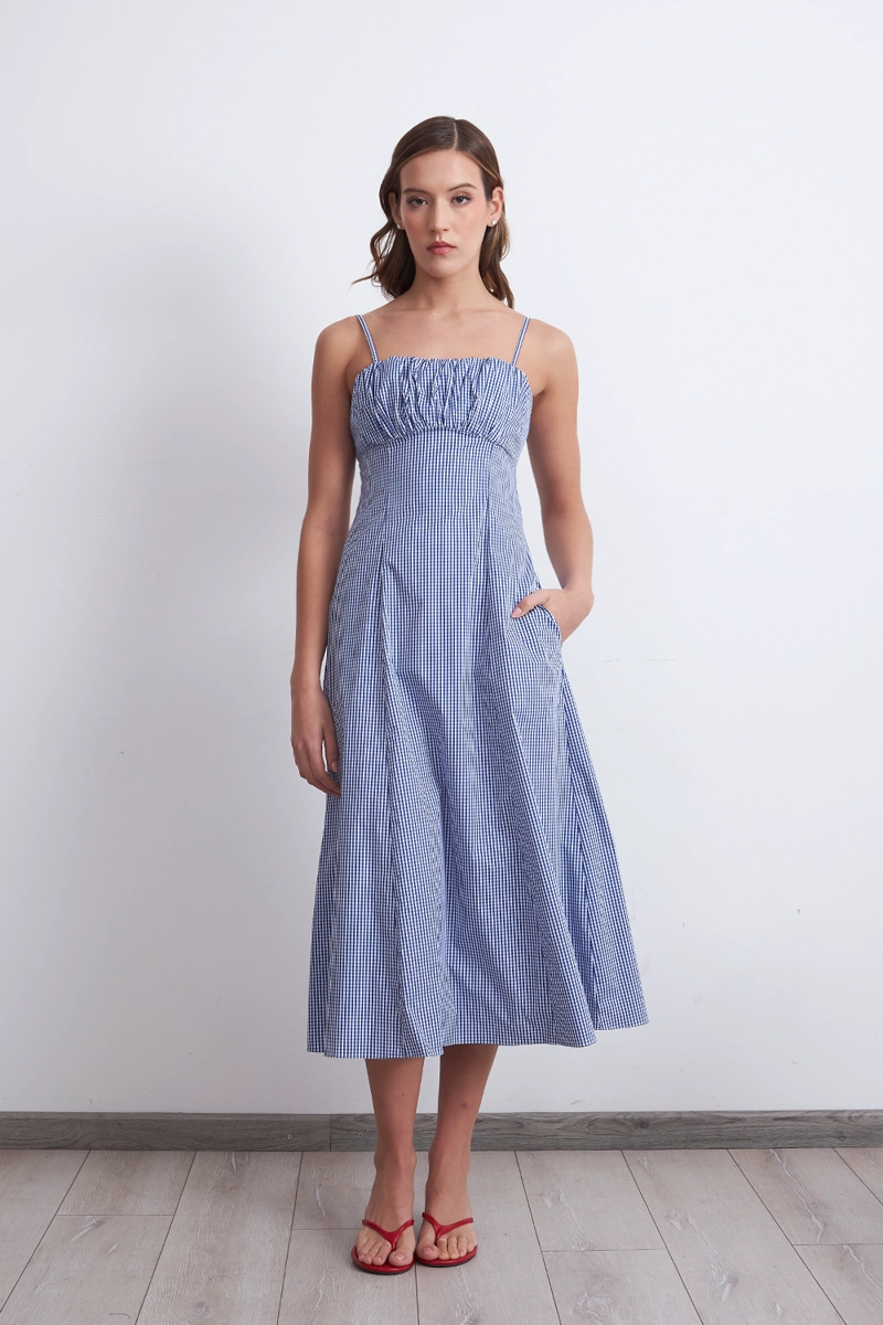 VESTIDO VICHY CELESTE MUJER NICOPOLY - 6