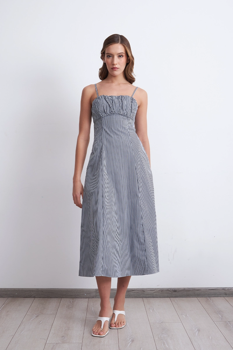 VESTIDO VICHY AZUL MARINO MUJER NICOPOLY - 1