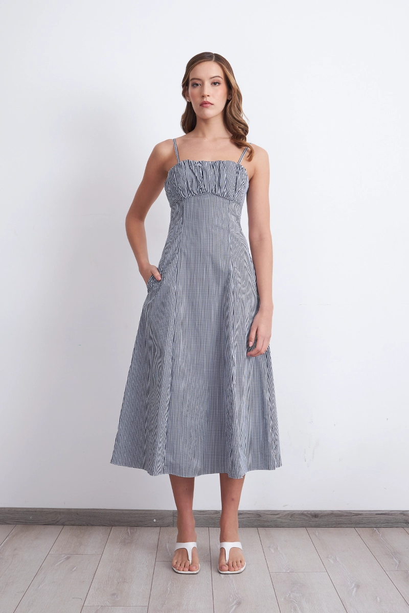 VESTIDO VICHY AZUL MARINO MUJER NICOPOLY - 2