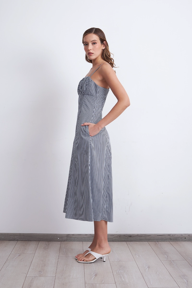 VESTIDO VICHY AZUL MARINO MUJER NICOPOLY - 3
