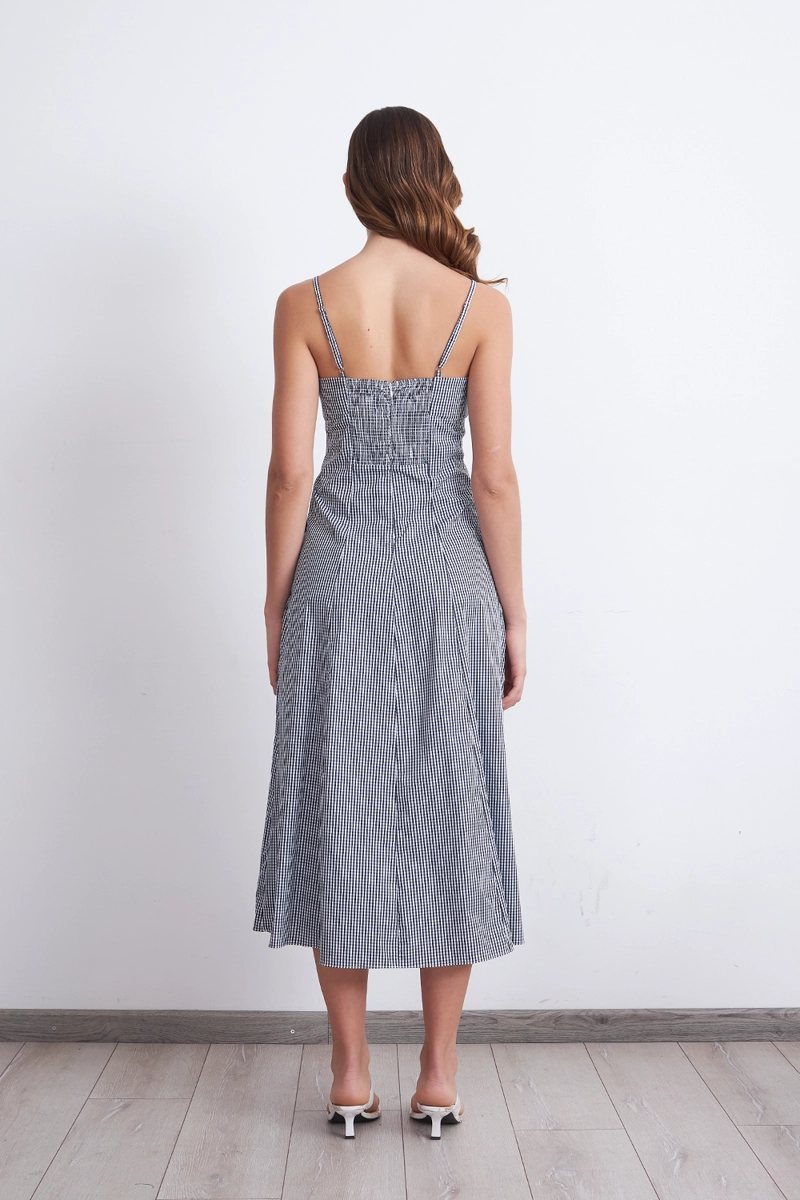 VESTIDO VICHY AZUL MARINO MUJER NICOPOLY - 4