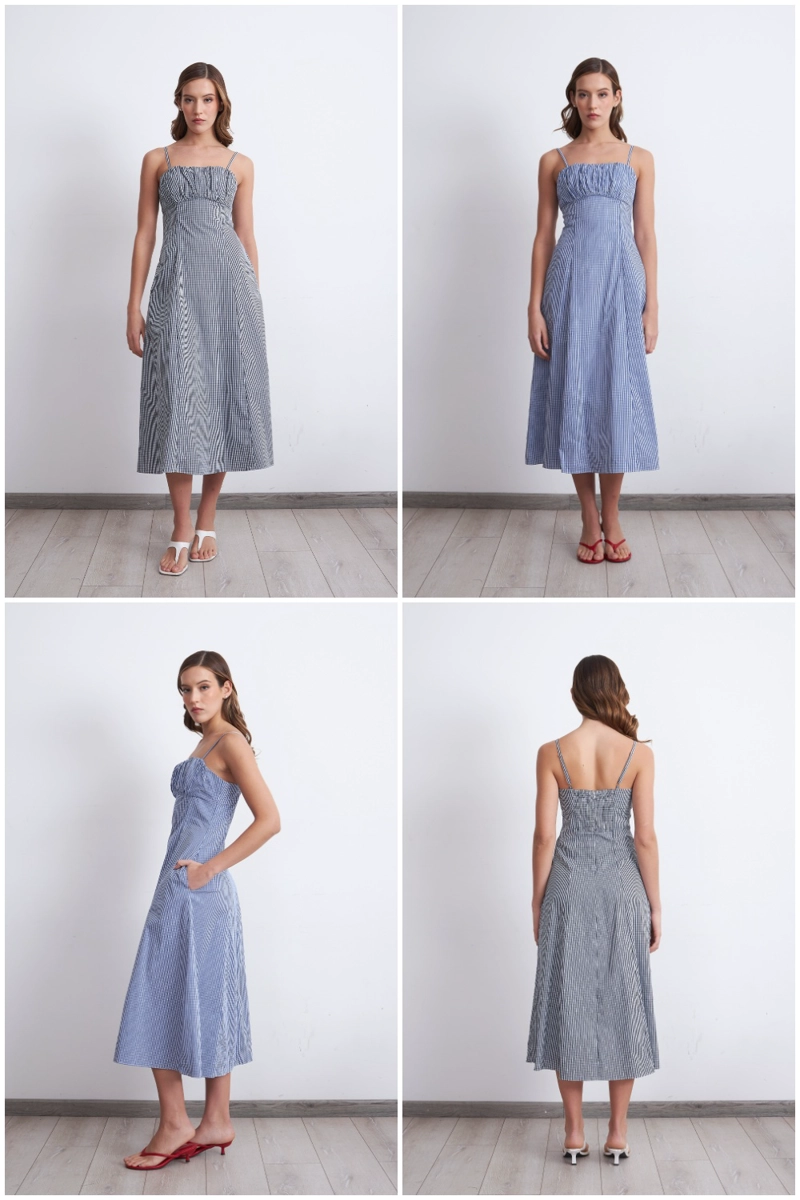VESTIDO VICHY AZUL MARINO MUJER NICOPOLY - 5