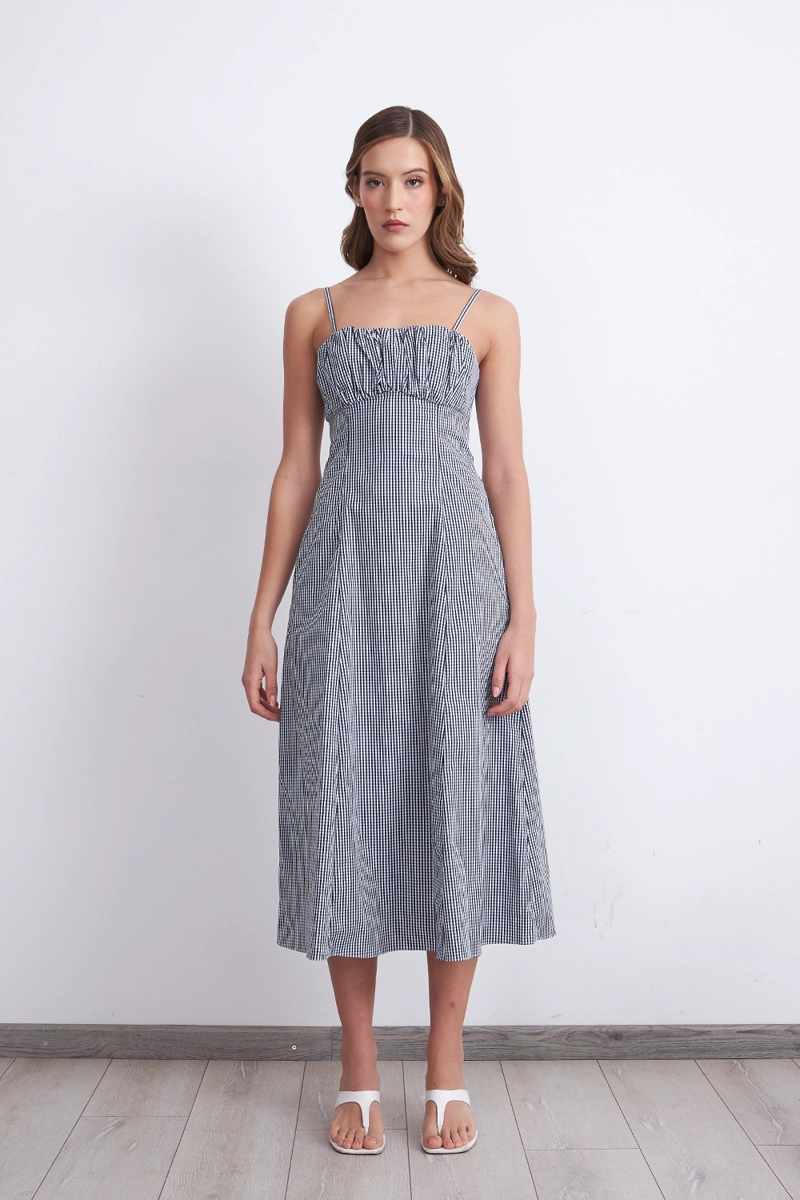 VESTIDO VICHY AZUL MARINO MUJER NICOPOLY - 6
