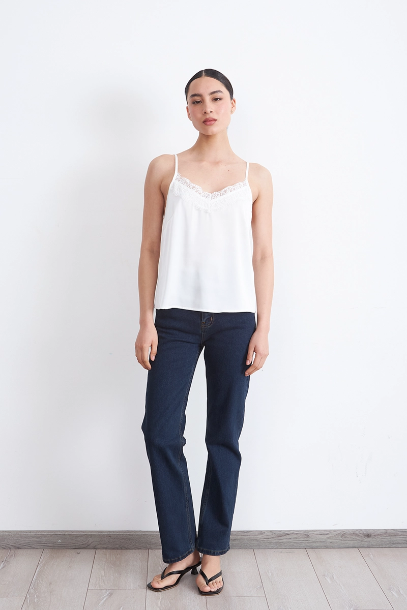 BLUSA LENCERA TIPO SATIN BLANCO MUJER NICOPOLY - 2