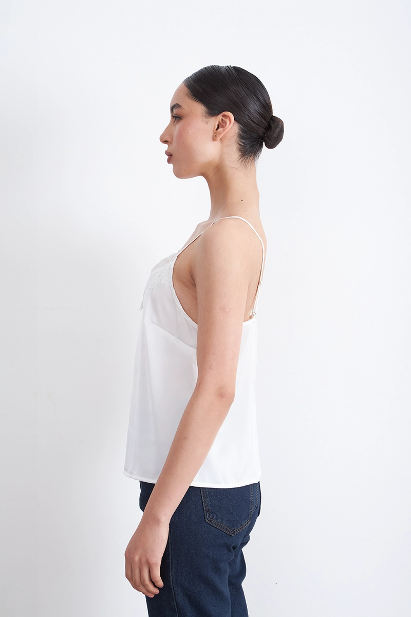 BLUSA LENCERA TIPO SATIN BLANCO MUJER NICOPOLY - 3