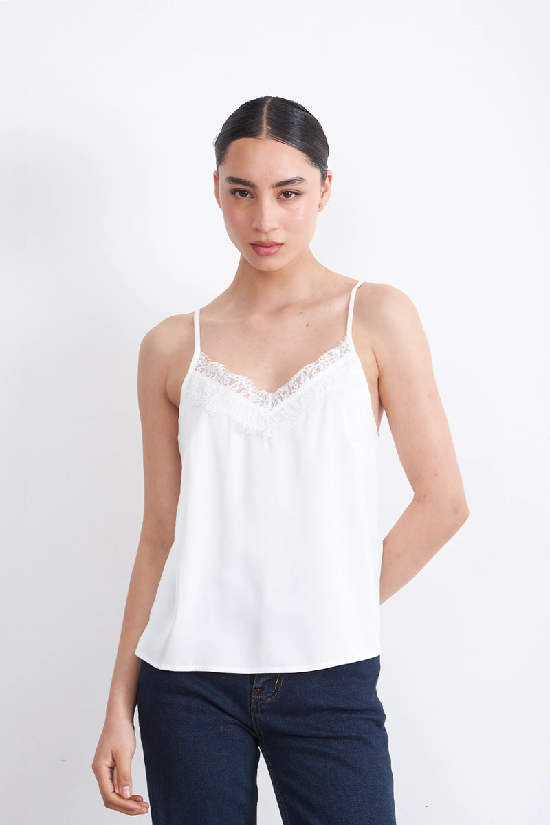 BLUSA LENCERA TIPO SATIN BLANCO MUJER NICOPOLY - 6