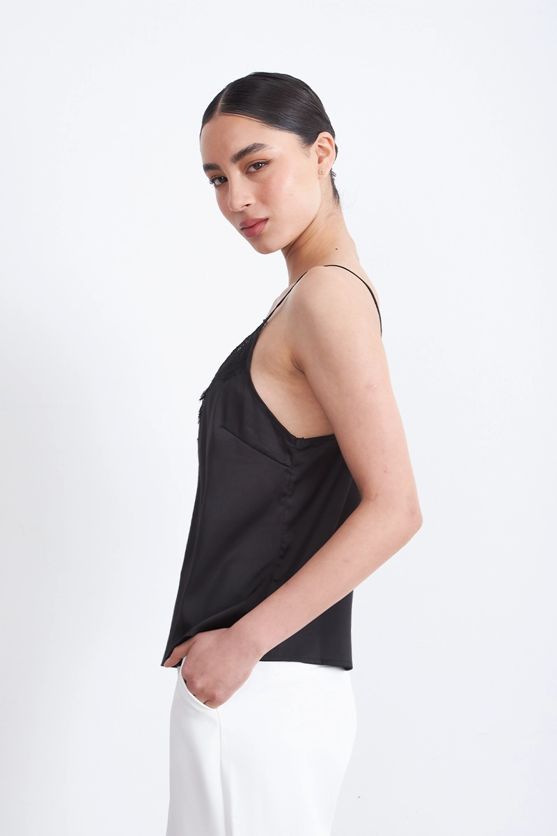 BLUSA LENCERA TIPO SATIN NEGRO MUJER NICOPOLY - 3