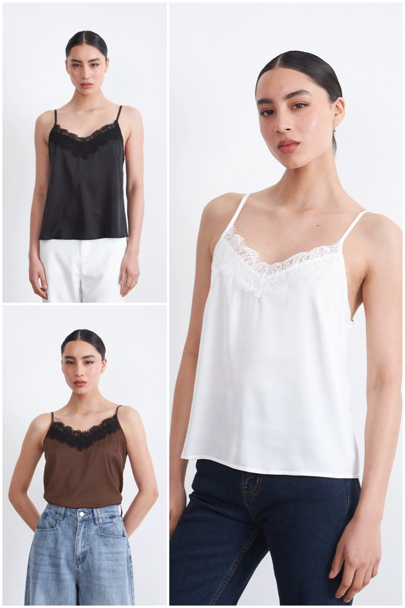 BLUSA LENCERA TIPO SATIN NEGRO MUJER NICOPOLY - 5