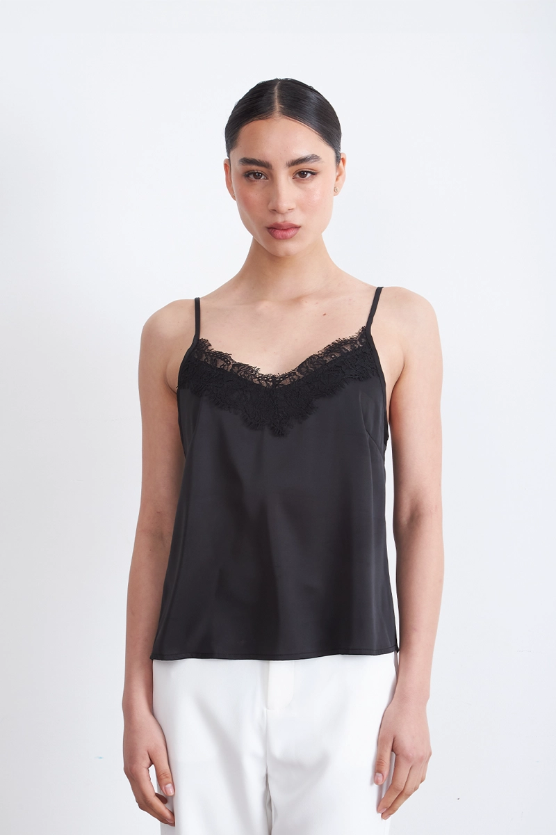 BLUSA LENCERA TIPO SATIN NEGRO MUJER NICOPOLY - 6