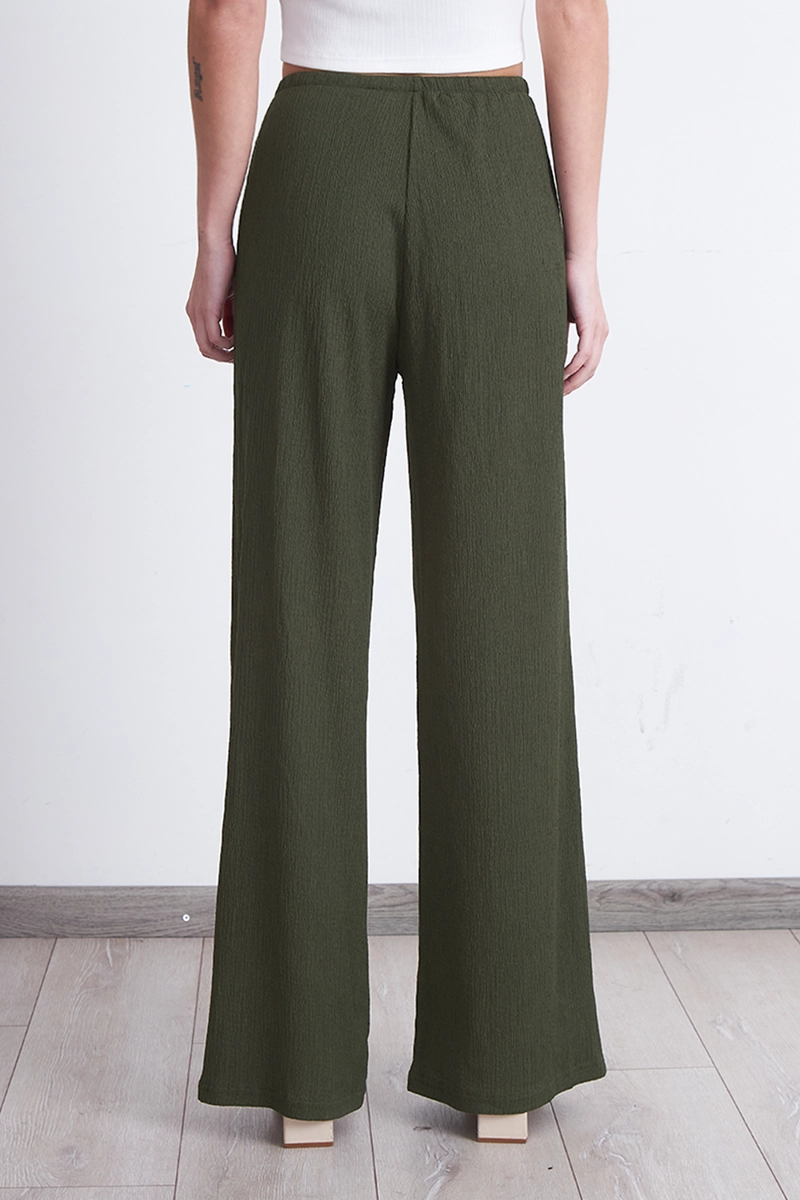 PANTALON CREPE CON LAZO AJUSTABLE OLIVA MUJER NICOPOLY - 4